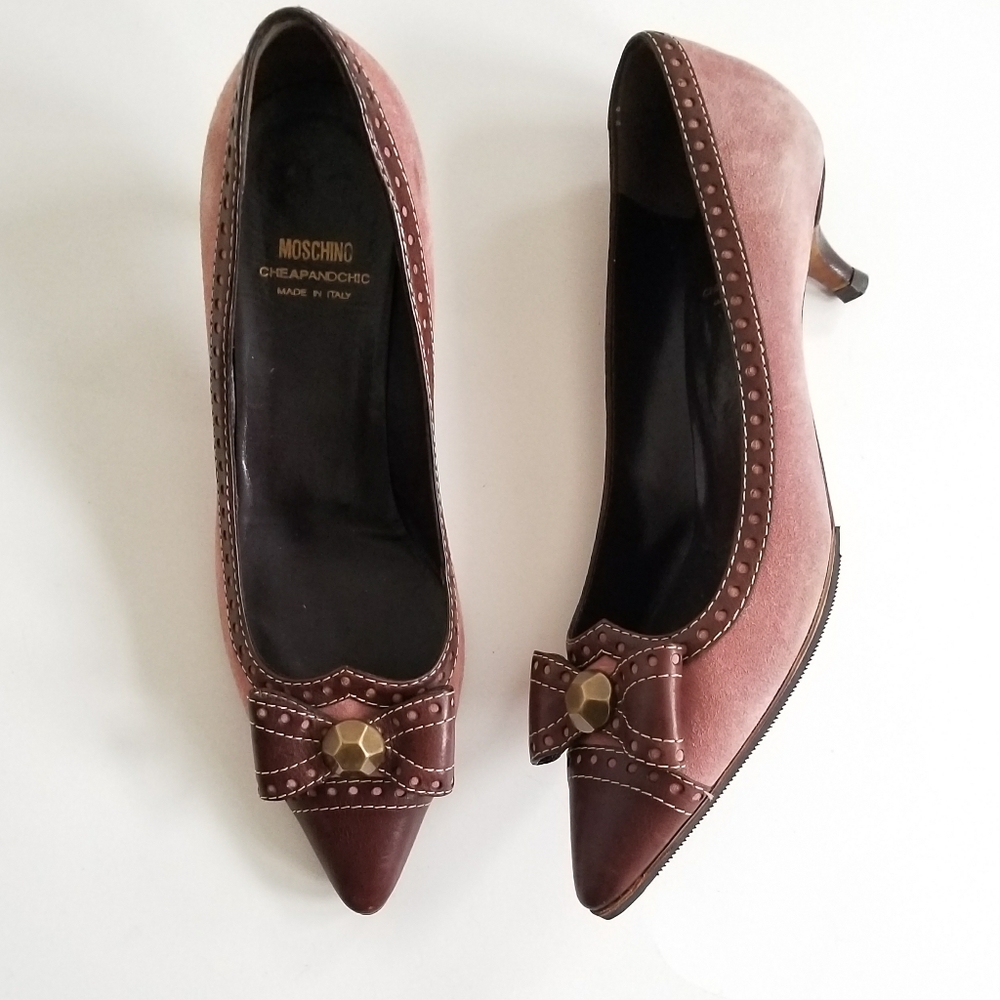MOSCHINO VINTAGE mauve pink suede pumps